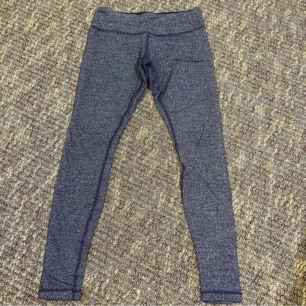 Lululemon Womens Stretch Mid Rise Wunder Under Pant Heathered Slate Black Size 8